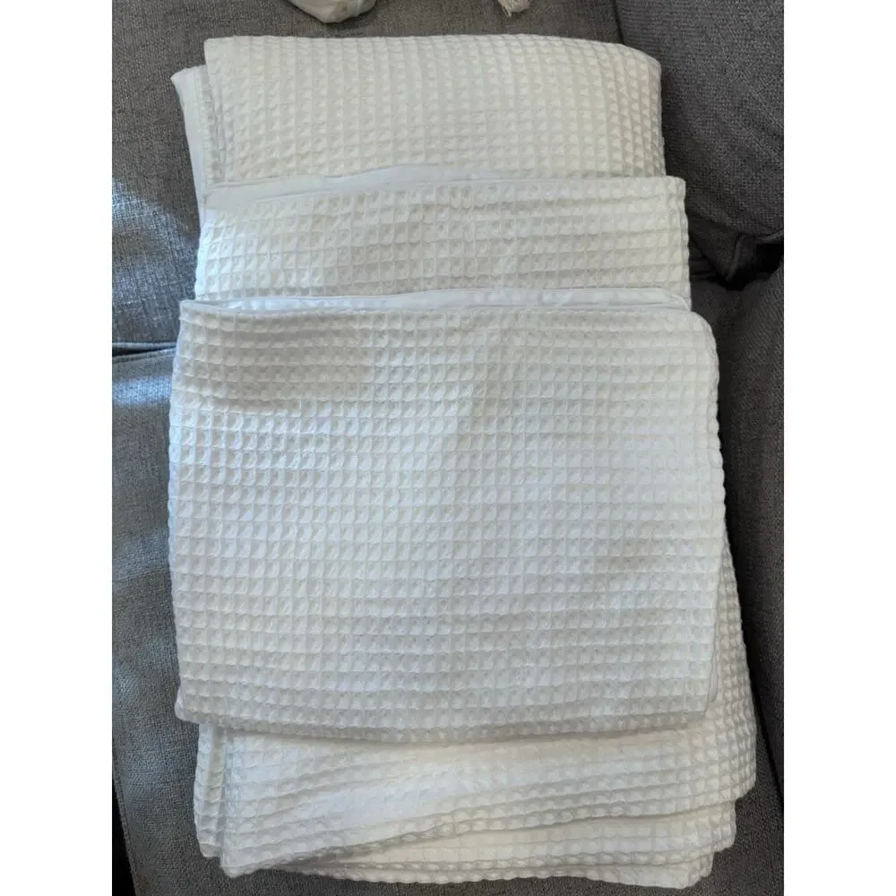 BOLL & BRANCH Waffle Weave Duvet Set W/shams Full/Queen White Organic Cotton NEW